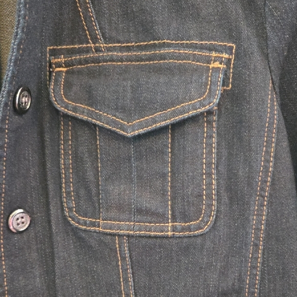 Chico's  Size 1 Peplum Jean Jacket Dark Blue Classic - Picture 4 of 11